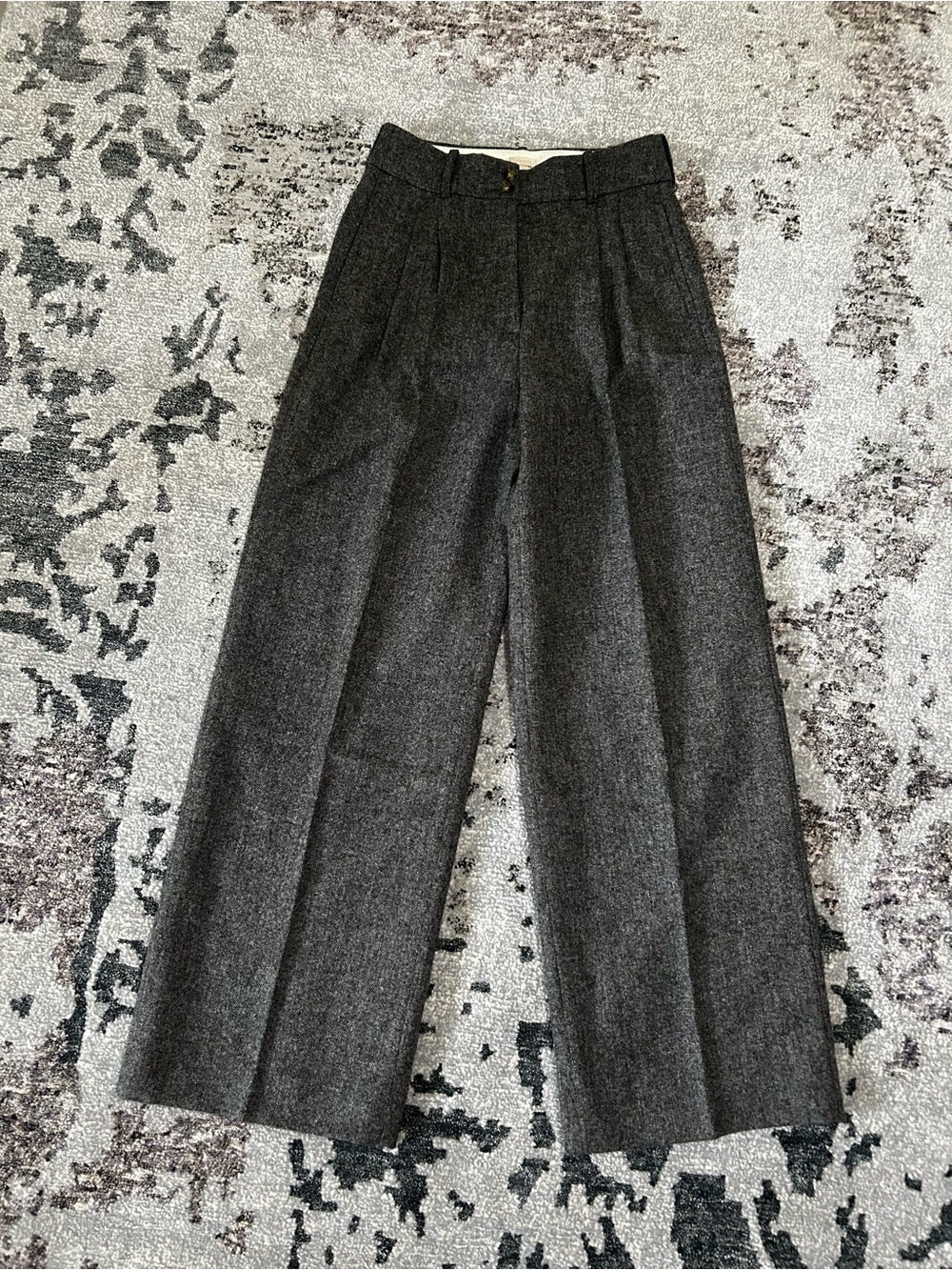 Collection J. Crew Pleated 100% Wool Wide-Leg Trousers - Charcoal